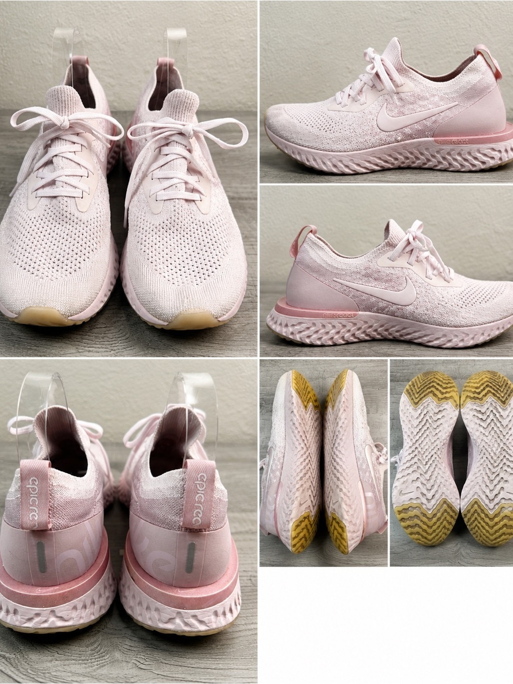 Nike Epic React Flyknit Size 10.5 Women’s Athletic Shoes - Pale Pink Knit - Picture 2 of 10